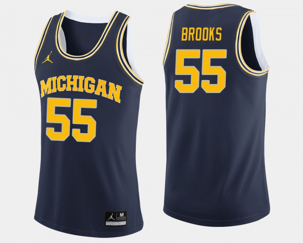 Michigan #55 For Men's Eli Brooks Jersey Navy Stitched College Basketball
